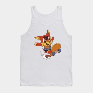 Cute Cartoon Skater Fox Graphic Design Tank Top